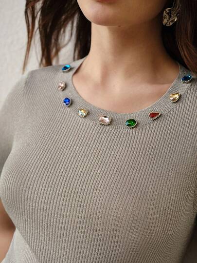 MOTF PREMIUM ÁO LEN DÁNG ÔM CAO CẤP ĐÍNH ĐÁ RHINESTONE