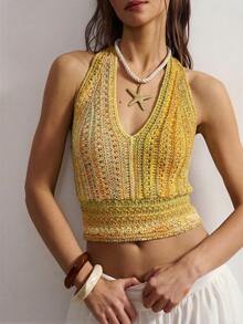 Bohemela 女士系领性感百搭针织衫，适合约会和外出穿着 - 彩色 - 查看 5