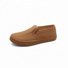 Zapatos casuales unisex de color sólido, de corte bajo, ligeros, sin cordones, puntera lisa, suela de goma, parte superior de tela, plantilla de tela, para hombres, mujeres, actividades al aire libre, deportes, trabajo Liso Elegante Tela - Camel - Ver 6
