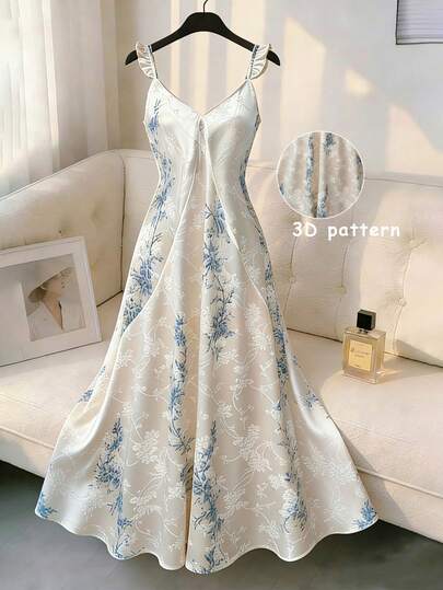 GlowEve Elegant Floral Print Dress For Vacation