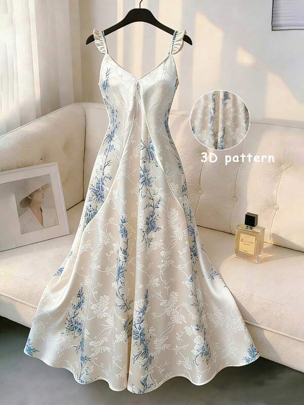 GlowEve Elegant Floral Print Dress For Vacation