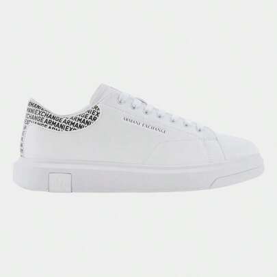  Tenis Sneakers de Lujo Armani Exchange para Hombre - Calzado Urbano Minimalista en Blanco Premium con Detalle de Logomanía en Talón y Suela de Plataforma