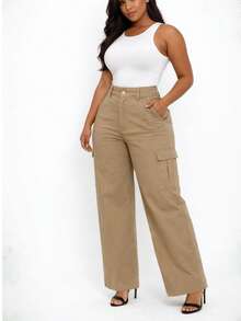 Pantalón de vestir con bolsas de cargo - Camel - Ver 1