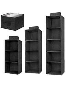 1pc Wardrobe Hanging Rack, 3-Tier, 4-Tier, 5-Tier Wardrobe Hanging Rack, Beige Suspended Wardrobe Storage Rack, 6-Tier Wardrobe Hanging Storage Space, With Side Pockets, Beige/Gray/Black 6-Tier Shelving Hanging Wardrobe Storage Rack, Wardrobe Hanging Rack, With 2 Sturdy Hooks For Storage, Foldable With Drawers, Suspended Wardrobe Storage Rack With Detachable 3-Tier Hanging Racks, Suitable For Dormitories, RVs, Canvas, Gray. - Multicolor - View 16