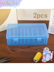 SHEIN 42 Axis Capacity Sewing Thread Storage Organizer, Clear Plastic Embroidery Thread Box, Portable Needlework Carrying Case With Handle, For DIY Sewing & Sewing Supplies - Multicolor - View 6