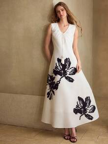 MOTF PREMIUM WOMEN'S SUMMER FLORAL PRINT SLEEVELESS DRESS - White - View 6