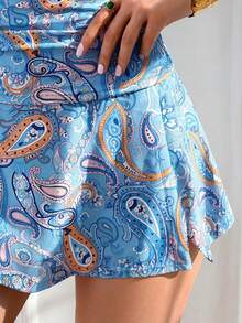 Swim Lushoire Women's Summer Beach Vacation Print Swimsuit Vest Spaghetti Strap Bikini 3 PiecesSet - Multicolor - View 5