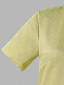 SHEIN Chân váy maxi dáng chữ A kiểu Pháp, cổ áo đính kim cương, chất liệu vải dệt jacquard, cạp cao ôm sát thanh lịch, thời trang và duyên dáng cho các cô gái tuổi teen mùa hè. - Hồng - Xem 3