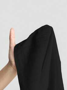 Ontre 2026春夏斯德哥尔摩风格，女士教师套装，女士休闲宽松音乐节套装，度假风，亚麻材质，侧边蝴蝶结装饰，黑色圆领无袖上衣，女士衬衫，商务休闲日常穿着 - 黑色 - 查看 6