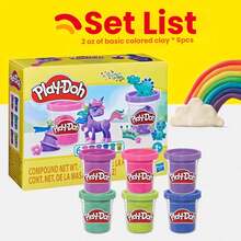 Hasbro Set Tanah Liat Model Isi 6 Buah, Warna Unicorn & Pelangi, Kaleng Kecil 2oz untuk Permainan Kreatif Anak-Anak, Keseruan Sensori dengan Adonan Lembut, Hadiah Luar Biasa untuk Anak Perempuan, Suvenir Pesta Ulang Tahun, Camilan di Kelas, Usia 2+ Tahun - MultiWarna - View 7