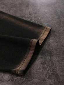 ROMWE MEN Street Life 男士圆领印花休闲日常T恤 - 黑色 - 查看 4