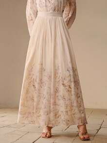 MOTF PREMIUM 女士优雅浪漫淑女风莱赛尔纤维半身裙，春夏款 - 杏色 - 查看 5