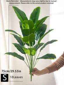 1 planta artificial de plástico, ramas de hojas artificiales, adecuada para bodas, decoración del hogar, regalos, etc. - Verde - Ver 6