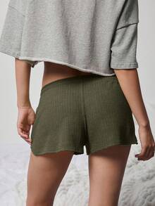 WESTFADE Mid Rise Drawstring Waist Textured Waffle Knit Lounge Short Spring, Summer, Festival, Stagecoach, Coachella, Boho, Cute, Casual, Country Concert Outfit, Nashville, Rodeo, Western Wear For Women, Vacation, Beach, 4th Of July Outfit - Dark Green - View 8