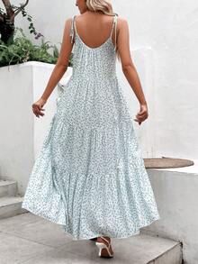 Breezaya Đầm Maxi In Hoa Buộc Vai Nhiều Lớp Viền Ren Maxi Trang Phục Đi Biển Cho Nữ - trắng - Xem 3