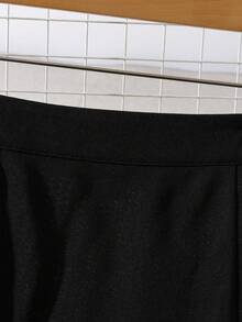 GlowEve Women's Black High Waist Slimming Elegant Fashion Elegant Versatile Double-Layer Fishtail Hem Skirt, Summer - Black - View 6