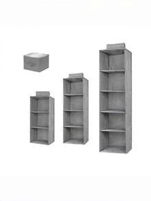 1pc Wardrobe Hanging Rack, 3-Tier, 4-Tier, 5-Tier Wardrobe Hanging Rack, Beige Suspended Wardrobe Storage Rack, 6-Tier Wardrobe Hanging Storage Space, With Side Pockets, Beige/Gray/Black 6-Tier Shelving Hanging Wardrobe Storage Rack, Wardrobe Hanging Rack, With 2 Sturdy Hooks For Storage, Foldable With Drawers, Suspended Wardrobe Storage Rack With Detachable 3-Tier Hanging Racks, Suitable For Dormitories, RVs, Canvas, Gray. - Multicolor - View 9