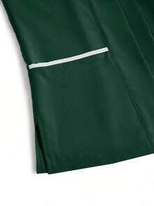 TaskEZ 2pcs V-Neck Short Sleeve Top And Pants Uniform Set, Cleaning Service Outfit - Dark Green - View 4