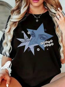 EMERY ROSE 双面复古 Freya Skye Silent Treatment T 恤，Stars Align Tour 2026 音乐节 T 恤，Channel Zombies 4 Nova Bright，Freya Skye 演唱会音乐，粉丝礼物，送给她的礼物，送给他的礼物 - 藏蓝色 - 查看 6