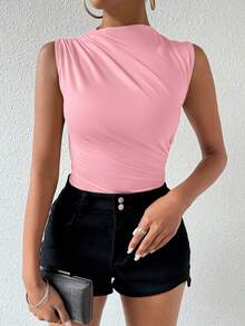 VaVaBold Women's Sleeveless Ruched Bodysuit - Pink - View 4