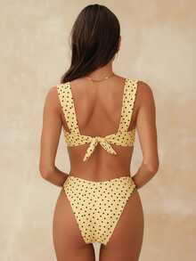 Bonvoyette Summer Bestselling Polka Dot Pattern Design Fashionable Teenage Girls Bikini Set - Yellow - View 2