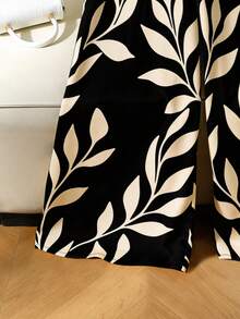 GlowEve CURVE 大码女式树叶印花圆领休闲连体裤 - 黑色 - 查看 3