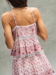 Bohemela Women's Vacation Printed Spaghetti Strap Tank Top, Spring/Summer - Coral Pink - View 7