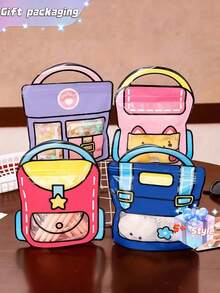 SHEIN 10/20个彩色背包形礼品袋，带密封袋 - 零食饼干包装袋、生日礼物包装袋、派对礼品袋、烘焙用品、节日用品、糖果包装袋、万圣节糖果袋、圣诞礼物包装袋、圣诞节情人节、书包、学校手提袋 - 彩色 - 查看 5