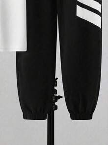 SHEIN Set de 2 sudaderas con cuello redondo con estampado de letras minimalista casual para adolescentes, adecuado para verano, deportes, correr, actividades al aire libre - Blanco - Ver 3