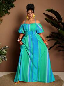 Maweii Plus Size Sexy Off-Shoulder Cinched Waist Dress, Flattering Fit, Suitable For Halloween, Spring/Summer - Multicolor - View 6
