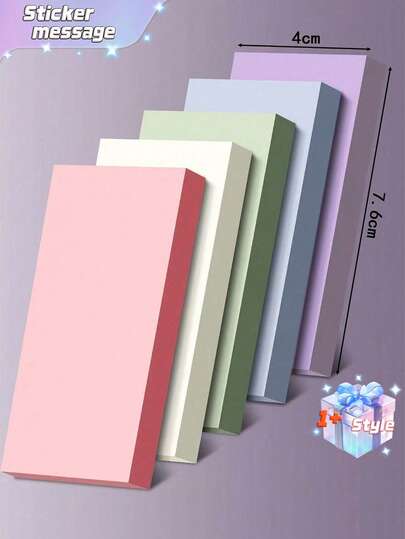 5pcs Colorful Rectangular Solid Sticky Notes