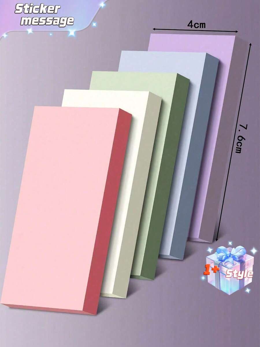 5pcs Colorful Rectangular Solid Sticky Notes - Multicolor - View 1