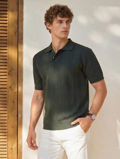 Manfinity CityGents Men's Summer Casual Short Sleeve Knit Top Old Money Aesthetic