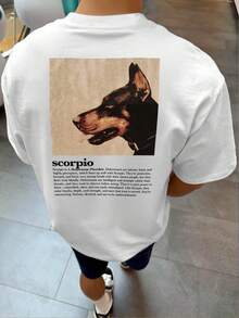 Manfinity Dauomo Vintage American Doberman Graphic T-Shirt, Loose Fit Short Sleeve Tee For Plus Size Men - White - View 5