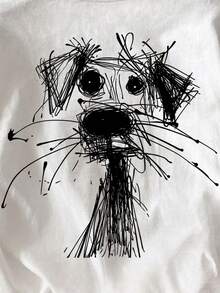 EMERY ROSE 女士圆领小狗印花休闲百搭日常短袖T恤 - 白色 - 查看 4