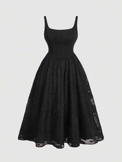 SHEIN MOD Plus Size Summer Jacquard Fishtail Pleated Hem Dress,Graduation Dress,Birthday Dresses For Women