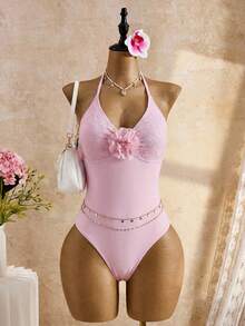 Bellisia Đầm đi biển nữ Xuân Hè 2026, kiểu liền thân, gợi cảm, quyến rũ, họa tiết hoa nổi tiếng trên , lớp ren lãng mạn thanh lịch, áo tắm liền thân dây mảnh, nhiều màu sắc, màu hồng, sang trọng gợi cảm, thanh lịch lãng mạn, phong cách nghỉ dưỡng thường ngày, thời trang mới Xuân Hè 2026, dịp năm mới, ngày Valentine, tựu trường, mùa du lịch, thích hợp cho kỳ nghỉ, bãi biển, dã ngoại trà chiều, tiệc tùng, mặc hàng ngày, thư giãn tại nhà, thể thao ngoài trời, trang phục thời trang. - Màu Hồng baby - Xem 3