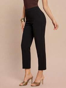 Olia Maree Olia Maree Women's Casual Solid Color All-Match Pocket Pants - Black - View 3