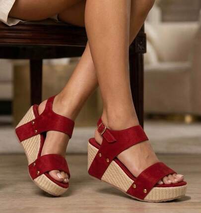 Alpargatas, sandalias de plataforma (forrado en yute) calzado abierto, destalonado de mujer. Estilo clásico, básico, retro, actual. Puesta fácil, ideal uso cotidiano. Suela de goma antideslizante, acojinado, cinturones ajustables con hebilla... Moda de primavera verano. Sexy Cute Guay Glamour Basico Clasico