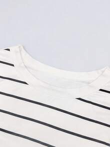 GlowEve Women's Spring/Summer Bodysuit, Women's Round Neck Camisole Bodysuit, Knit Fitted Women's Bodysuit, Striped Bodysuit, Casual Daily Wear, Women's Summer Bodysuit, Vacation Beach Bodysuit, Can Be Worn Alone Or Paired With Bottoms - White - View 5