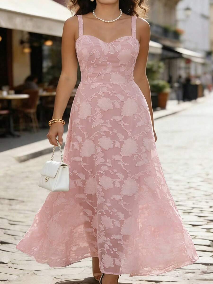 GlowEve CURVE Một chiếc váy mùa hè thanh lịch, cỡ lớn, được dệt thủ công. - Hồng - Xem 1