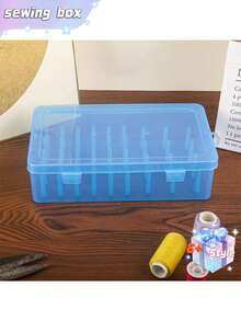 SHEIN 42 Axis Capacity Sewing Thread Storage Organizer, Clear Plastic Embroidery Thread Box, Portable Needlework Carrying Case With Handle, For DIY Sewing & Sewing Supplies - Multicolor - View 9