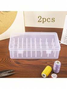 SHEIN 42 Axis Capacity Sewing Thread Storage Organizer, Clear Plastic Embroidery Thread Box, Portable Needlework Carrying Case With Handle, For DIY Sewing & Sewing Supplies - Multicolor - View 16