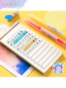 SHEIN A7 Simple Kraft Paper Long Horizontal Line Note Notebook - Brown - View 4