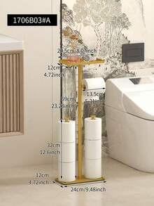1pc Vertical Toilet Paper Holder, With Shelf Toilet Paper Holder, Bathroom Floor Standing Toilet Paper Holder, Multi Roll Paper Storage Rack, Toilet Paper Storage Rack, Suitable For Bathroom And Toilet Storage Accessories - Multicolor - View 20