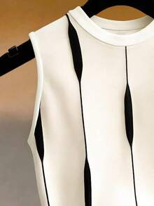 EMERY ROSE Plus Size Contrast Stripe Sleeveless Tank Top For Women - Multicolor - View 3