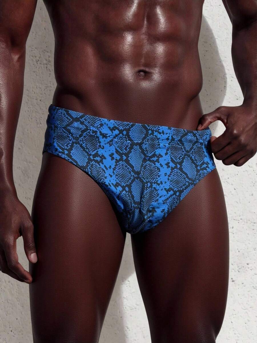 Manfinity Swimmode Quần bơi nam họa tiết da rắn màu xanh dương, kiểu dáng thường ngày, thoải mái, thích hợp cho bãi biển/hồ bơi/lướt sóng, mùa xuân/hè 2026. - Nhiều màu - Xem 1