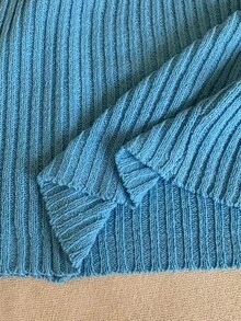 Balvessa 1pc Women's Hollow Metal Buckle Waist Twist Bodycon Sweater Dress - Blue - View 8