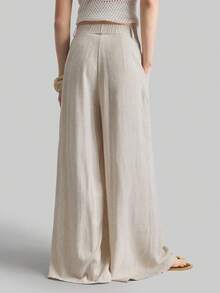 Ontre Quần ống rộng nữ 2026SS, quần ống suông xếp ly dáng rộng thoải mái, phù hợp cho phong cách Bohemian, Ibiza, kỳ nghỉ, lễ hội, dự đám cưới, công sở, giáo viên, tựu trường, có túi, dáng rộng rãi, thanh lịch, phong cách thành thị, quần đa năng mùa xuân/hè. - Màu Khaki - Xem 3