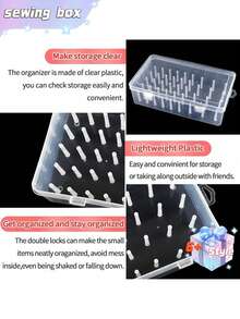 SHEIN 42 Axis Capacity Sewing Thread Storage Organizer, Clear Plastic Embroidery Thread Box, Portable Needlework Carrying Case With Handle, For DIY Sewing & Sewing Supplies - Multicolor - View 4